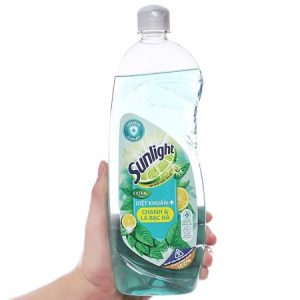 Nước rửa chén Sunlight Extra diệt khuẩn chanh và lá bạc hà chai 750g