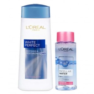 Combo L''Oreal Nước Hoa Hồng Dưỡng Sáng Da 200ml + Nước Tẩy Trang Dành Cho Da Khô, Da Thường & Da Nhạy Cảm 30ml