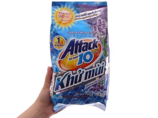 Bột giặt Attack Extra khử mùi hương hoa Oải Hương túi 720g