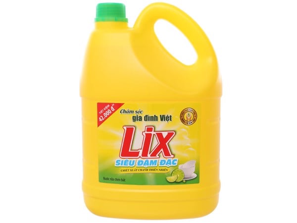 Nước rửa chén Lix Vitamin E hương chanh can 4kg