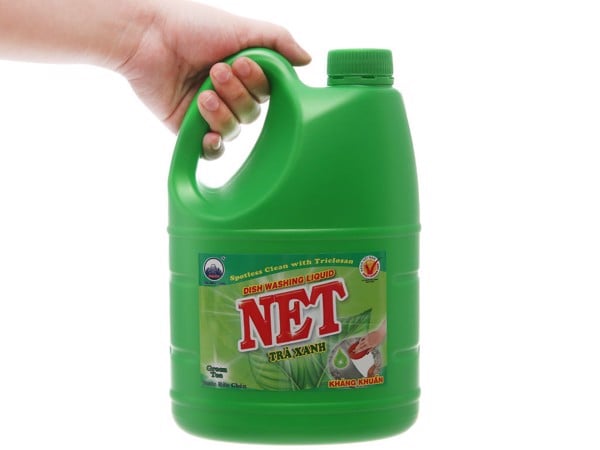 Nước rửa chén NET kháng khuẩn hương trà xanh can 1.5kg