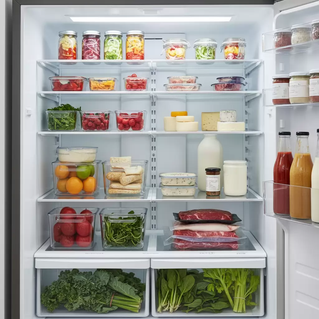 Việc sắp xếp tủ lạnh ngăn nắp giúp dễ dàng kiểm soát chất lượng thực phẩm và vệ sinh từ đó hạn chế mùi hôi