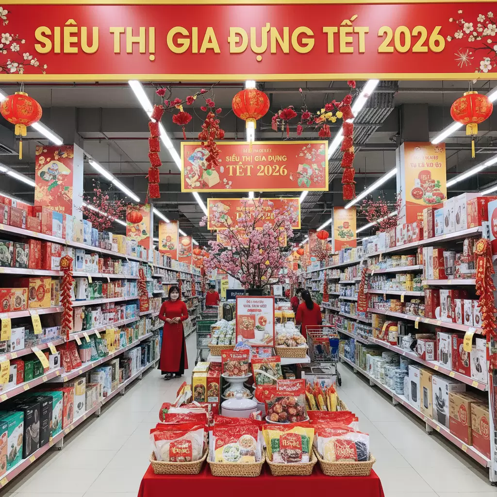 gemini_image_1767142652 Không khí mua sắm nhộn nhịp tại Siêu thị YCA chuẩn bị đón Tết Nguyên Đán